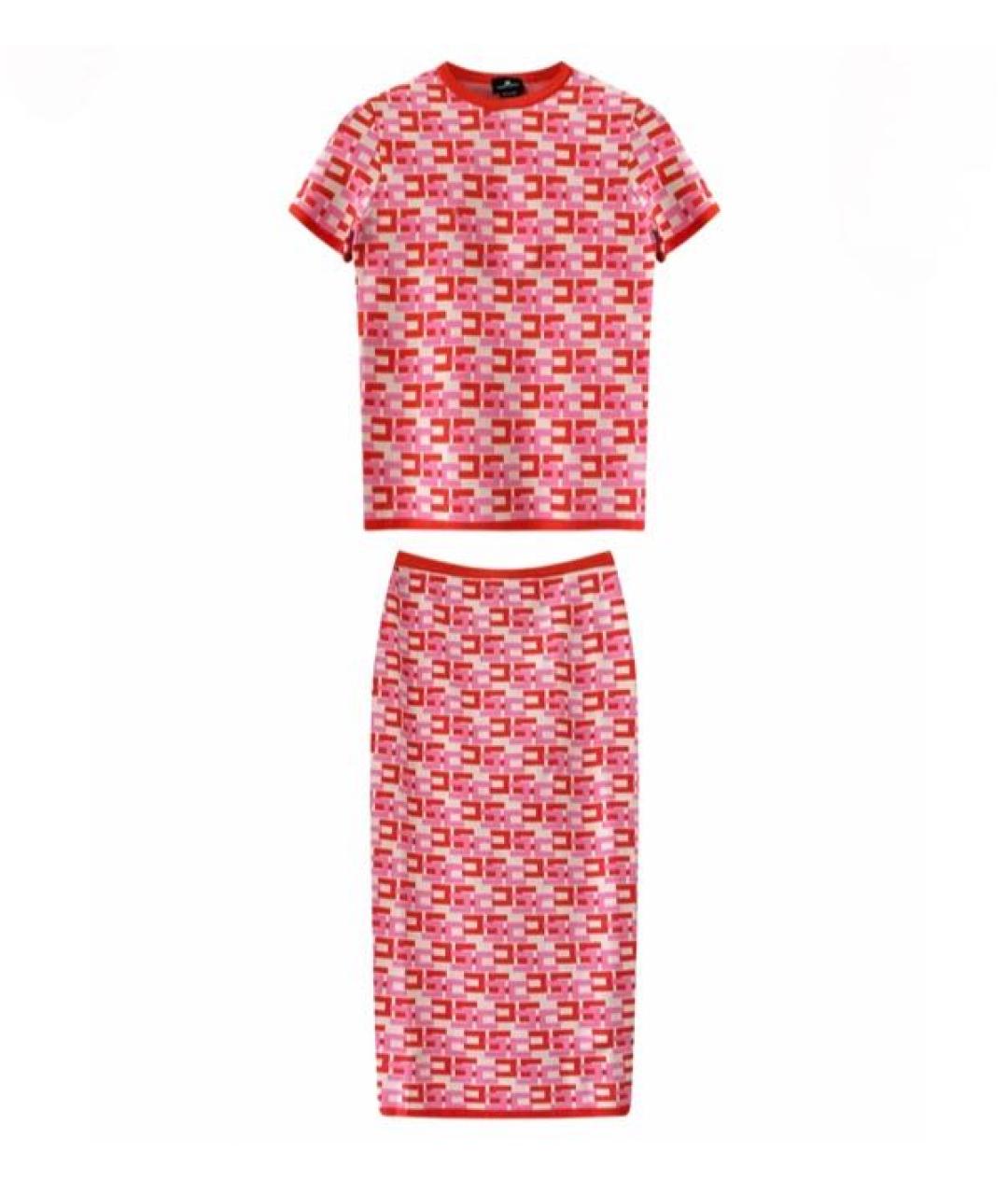 ELISABETTA FRANCHI Розовый вискозный костюм с юбками, фото 1