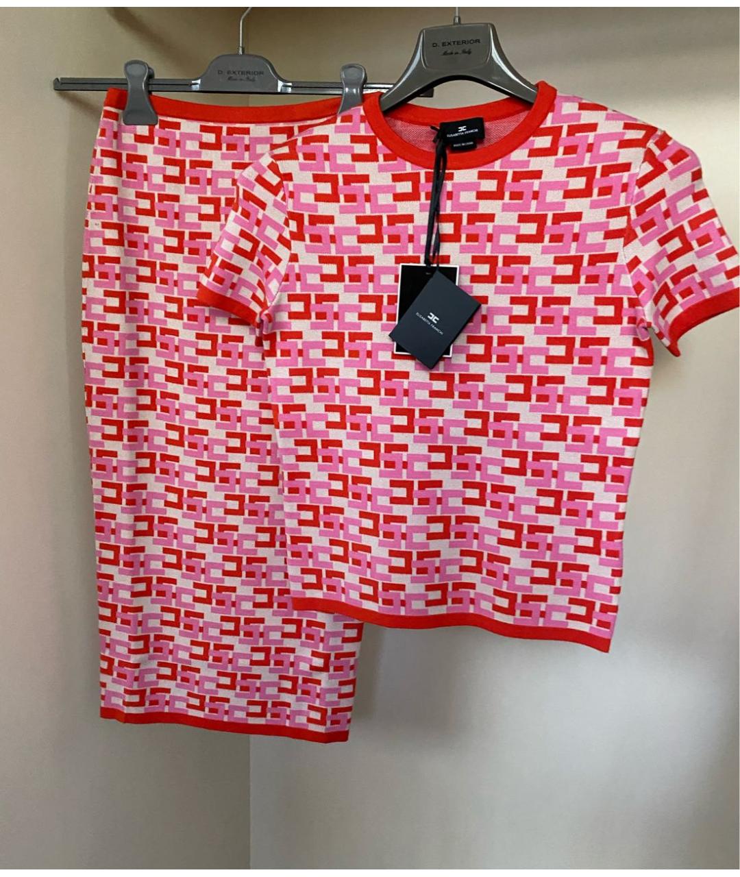 ELISABETTA FRANCHI Розовый вискозный костюм с юбками, фото 5