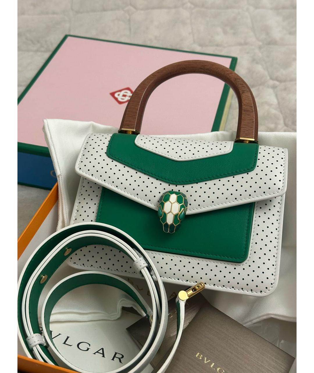 BVLGARI Зеленая кожаная сумка через плечо, фото 4