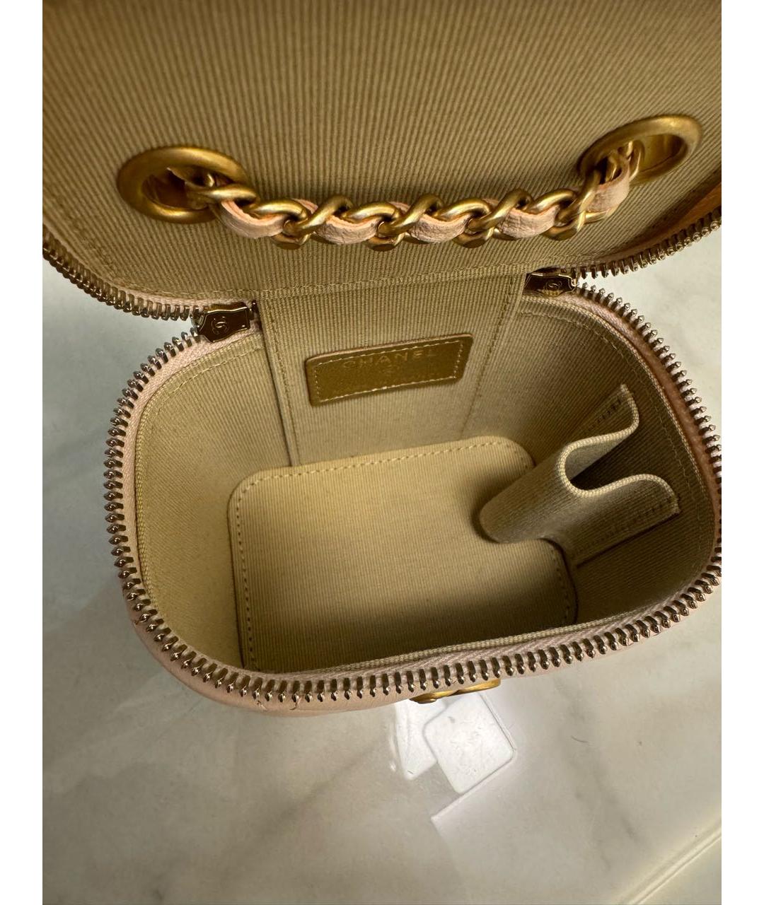 CHANEL Бежевая кожаная сумка через плечо, фото 8