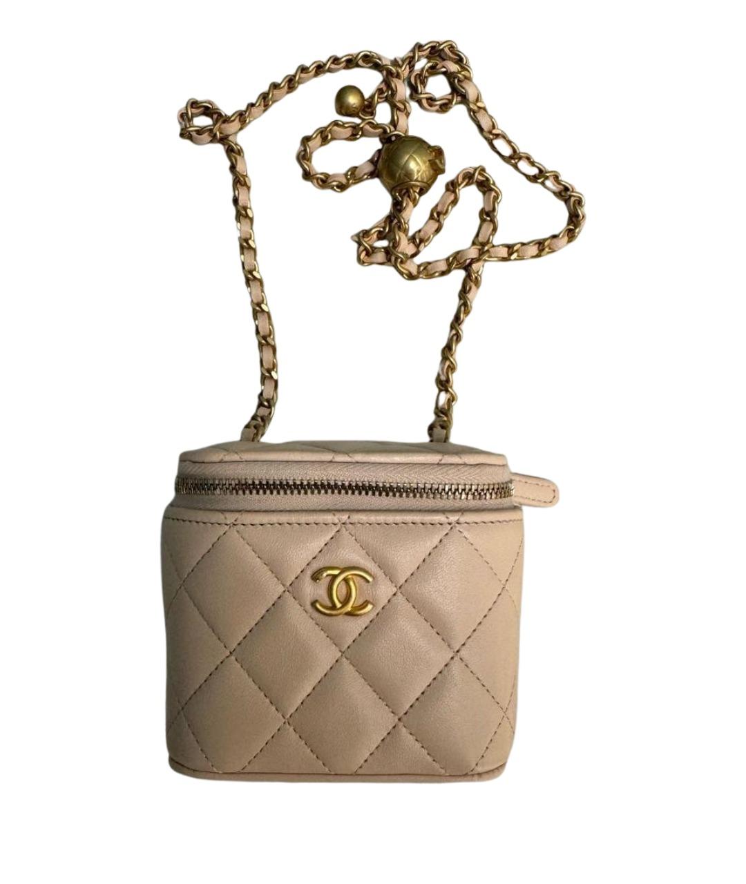 CHANEL Бежевая кожаная сумка через плечо, фото 1