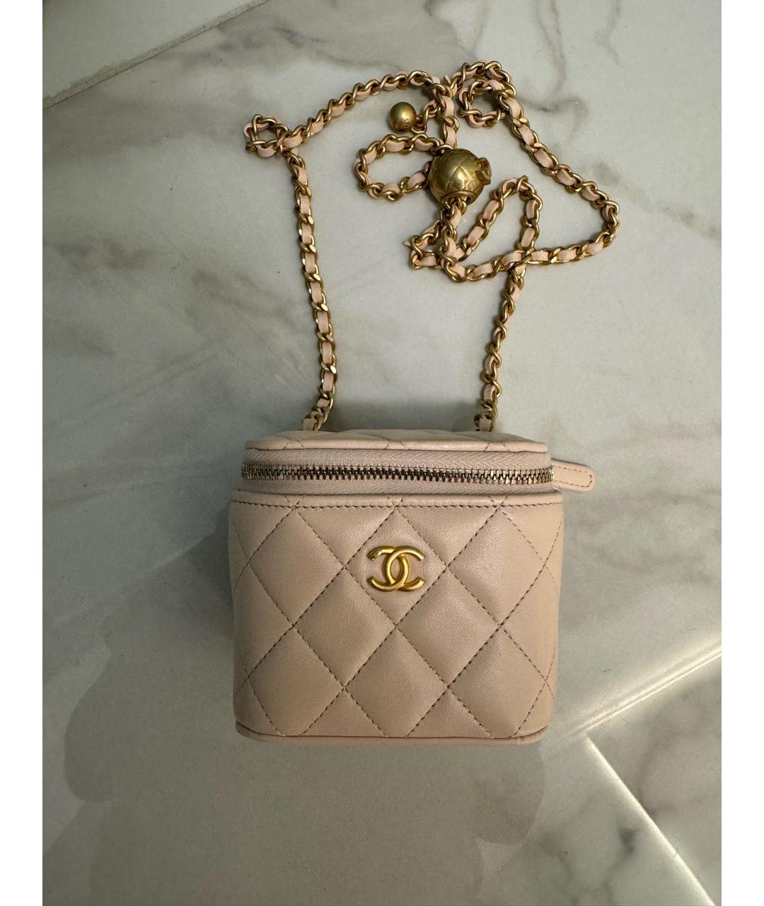 CHANEL Бежевая кожаная сумка через плечо, фото 9