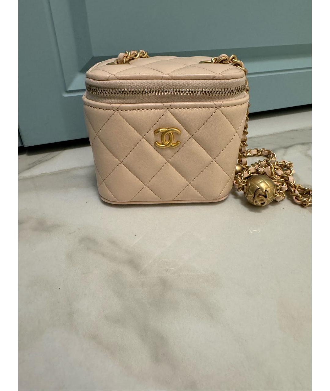 CHANEL Бежевая кожаная сумка через плечо, фото 2