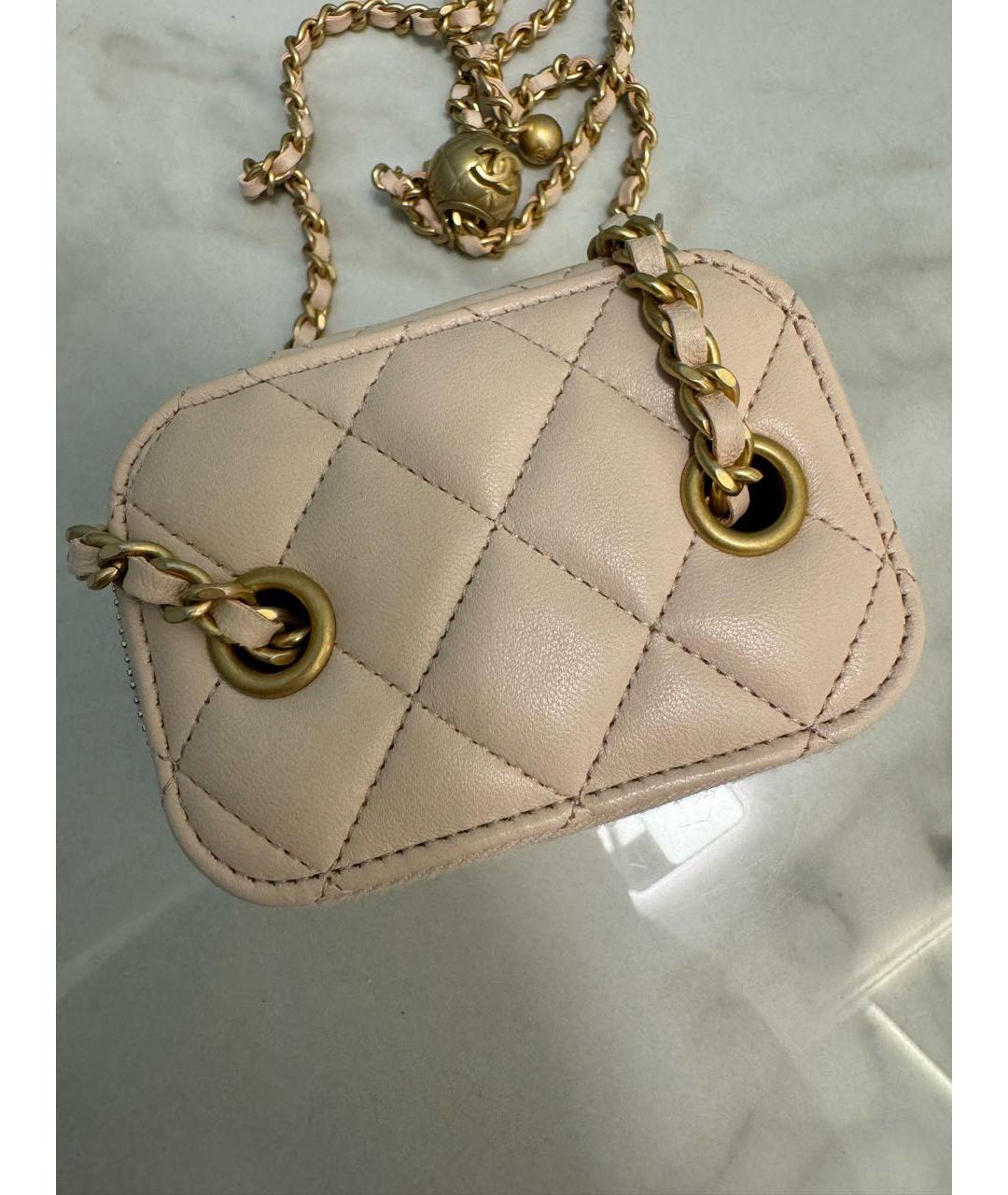 CHANEL Бежевая кожаная сумка через плечо, фото 4