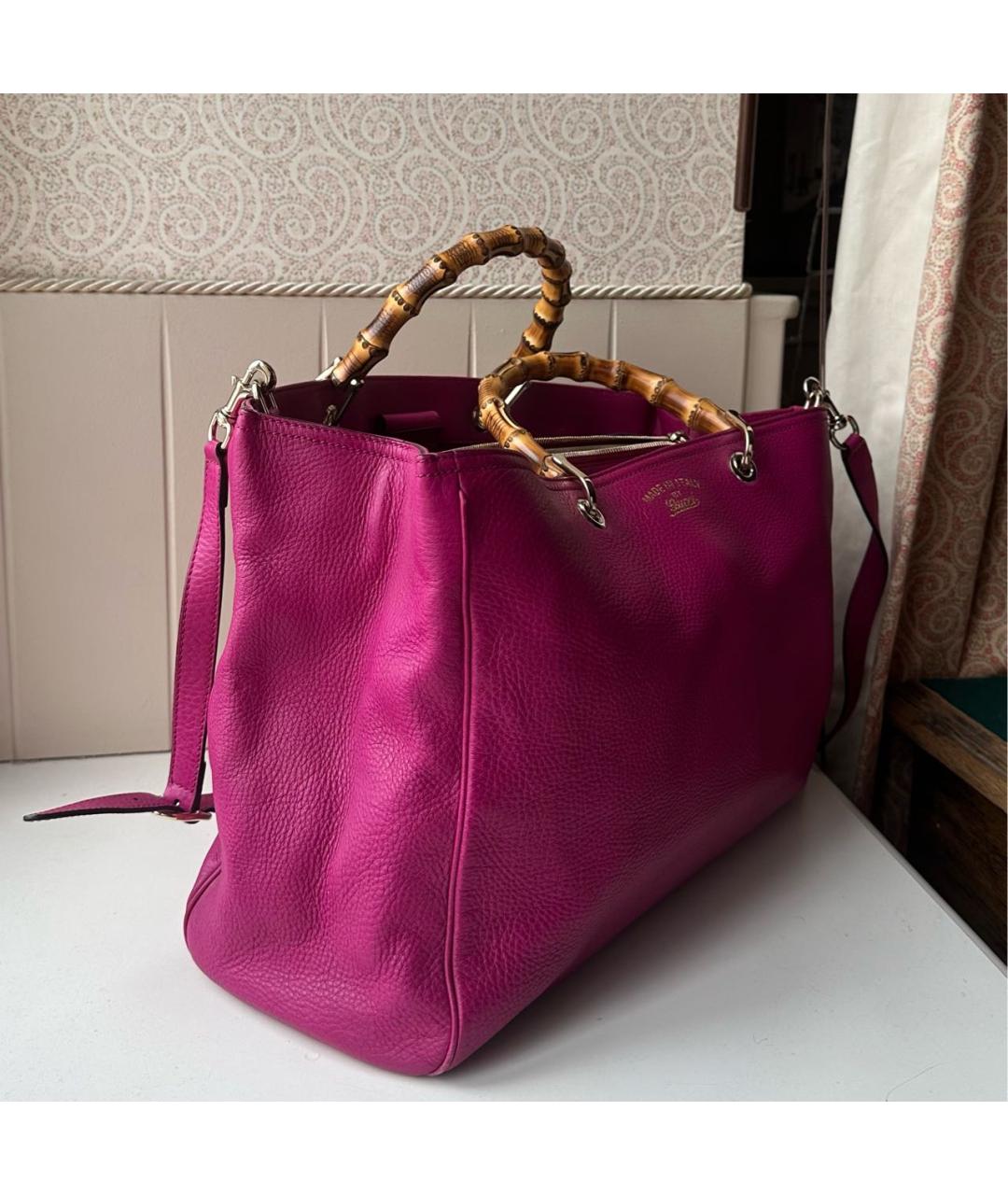 GUCCI Розовая кожаная сумка с короткими ручками, фото 2