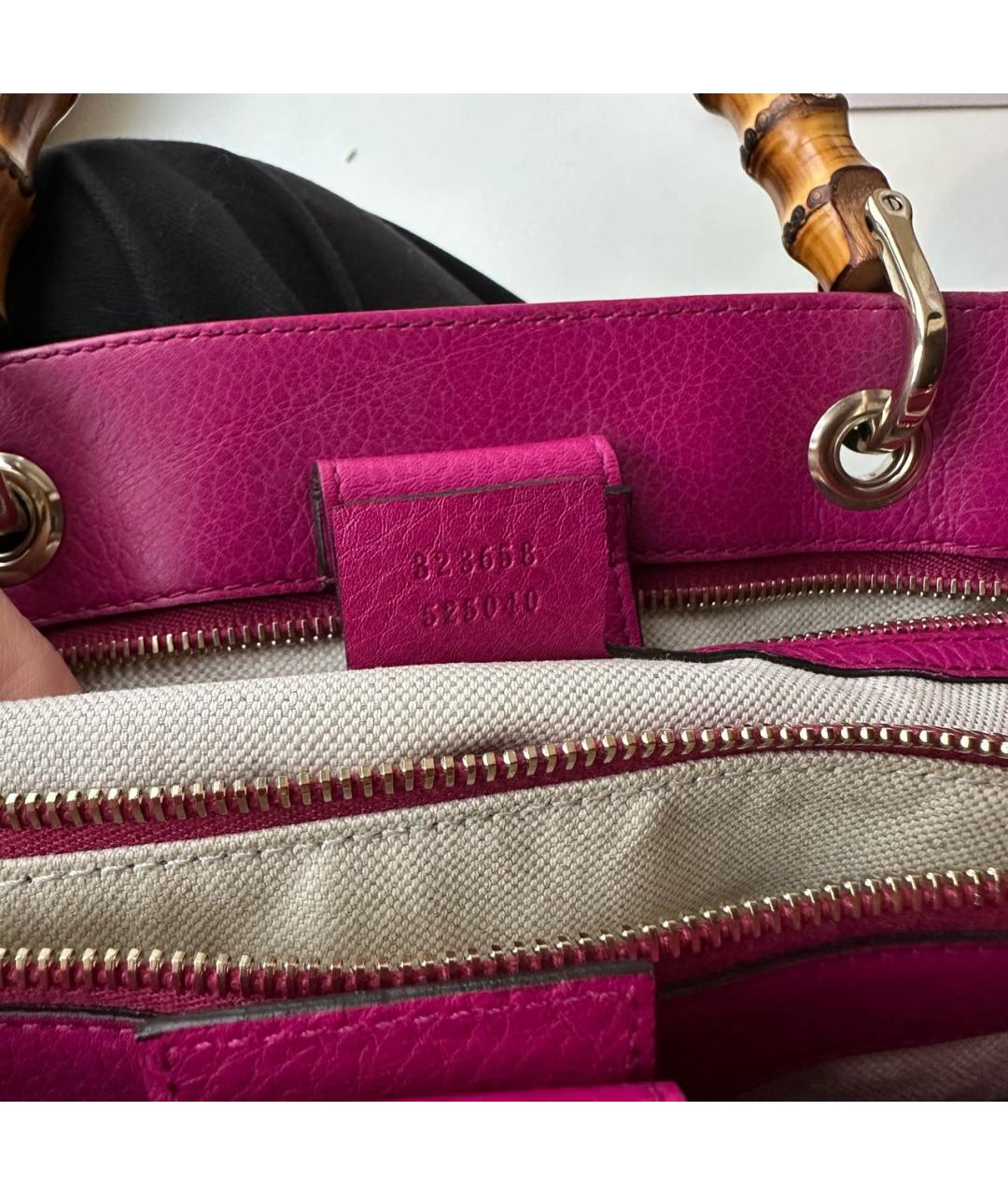 GUCCI Розовая кожаная сумка с короткими ручками, фото 4