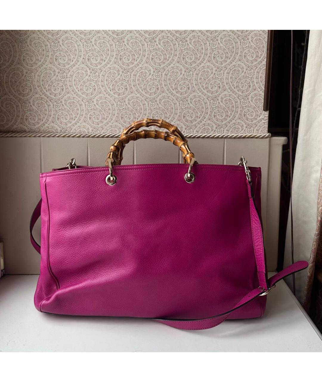 GUCCI Розовая кожаная сумка с короткими ручками, фото 3