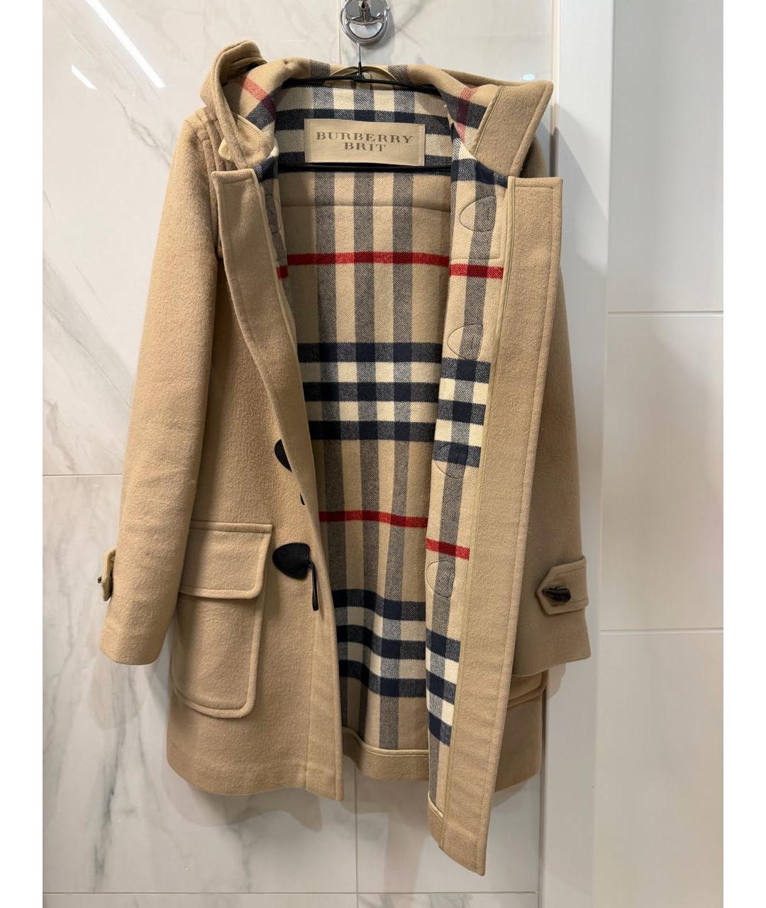 BURBERRY Бежевое шерстяное пальто, фото 5