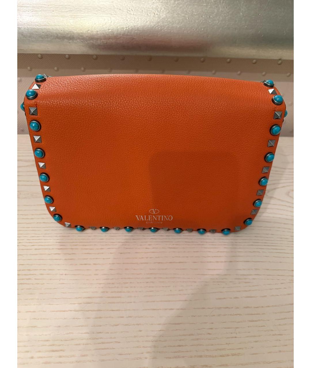 VALENTINO Оранжевая кожаная сумка через плечо, фото 3