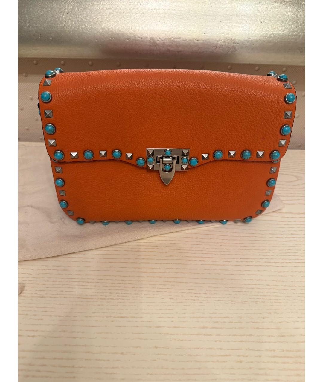 VALENTINO Оранжевая кожаная сумка через плечо, фото 9