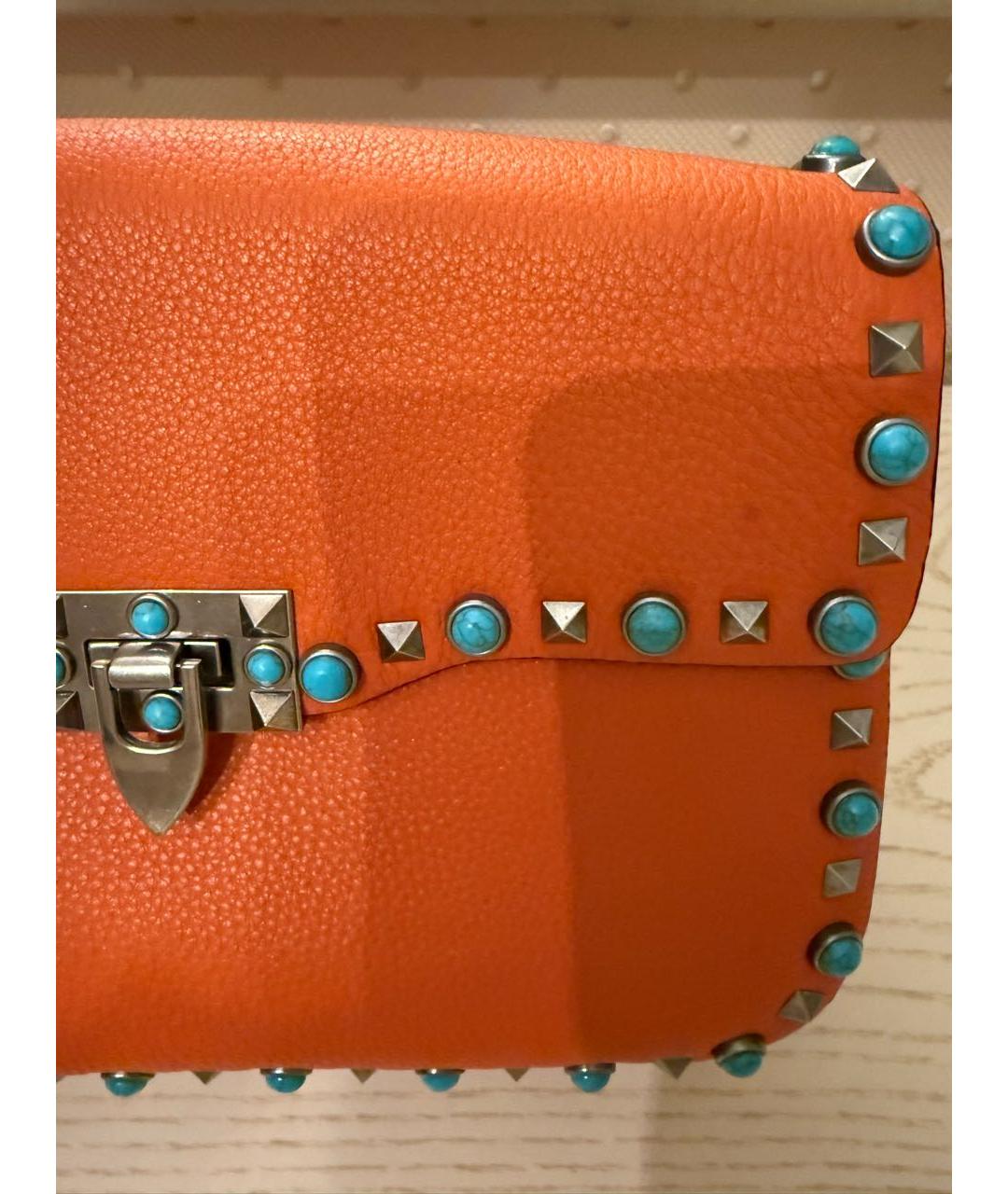 VALENTINO Оранжевая кожаная сумка через плечо, фото 2