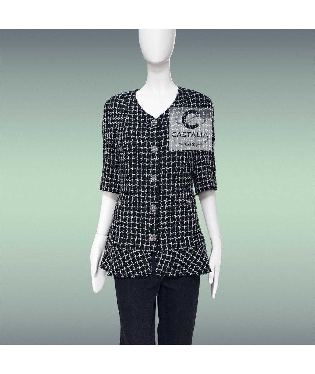 CHANEL Черный твидовый жакет/пиджак, фото 5