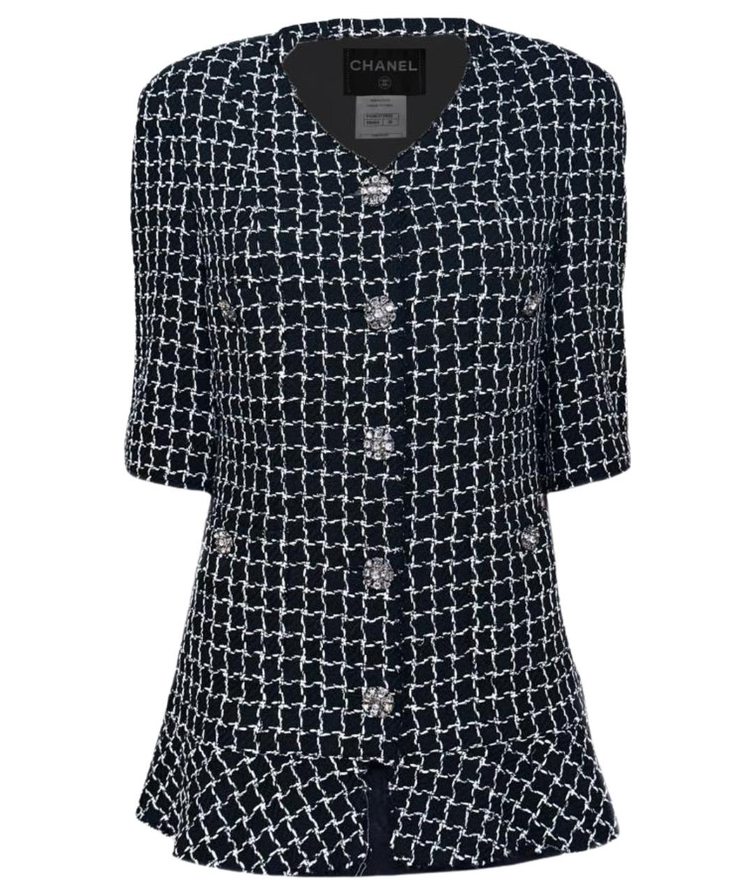 CHANEL Черный твидовый жакет/пиджак, фото 1