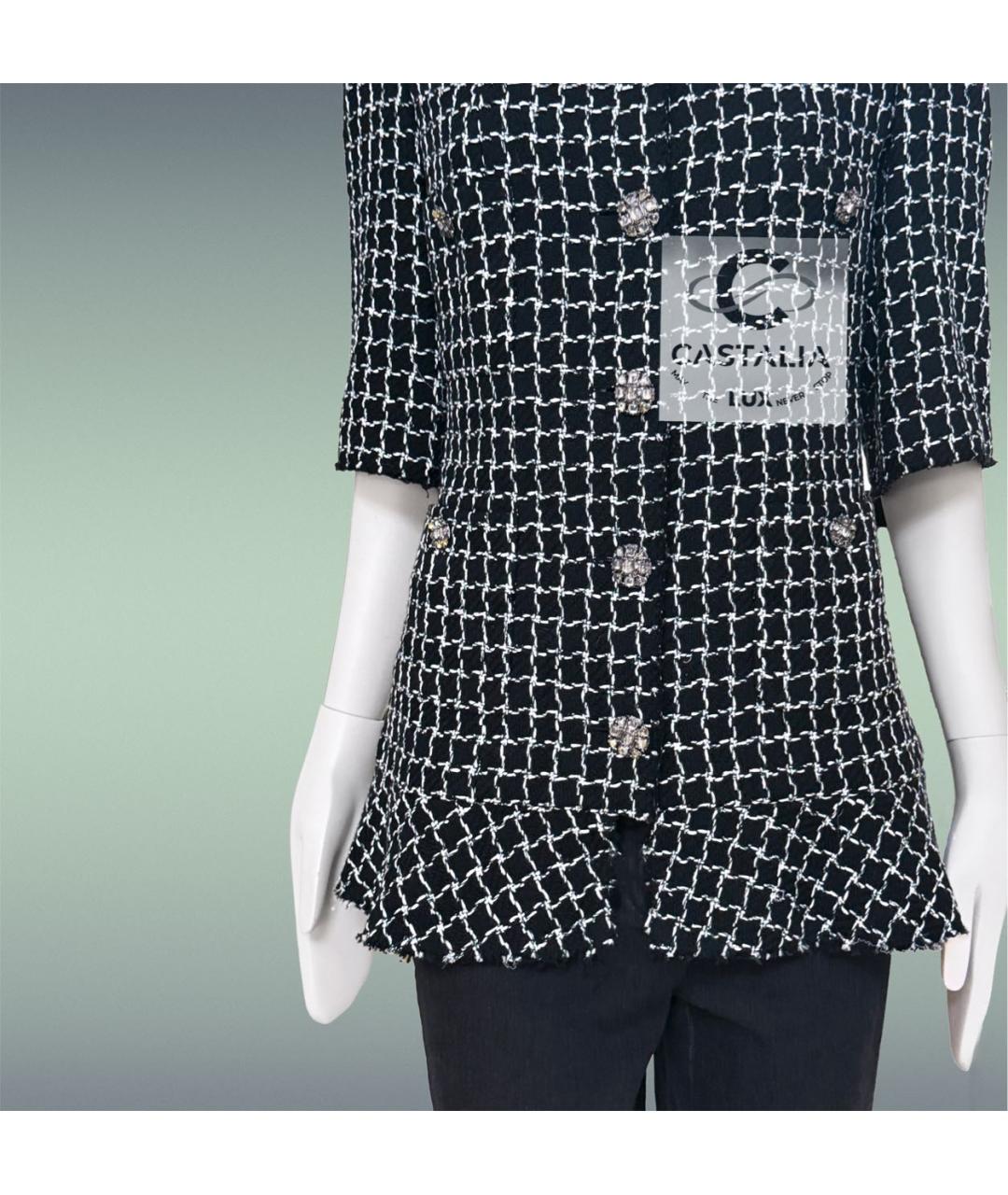 CHANEL Черный твидовый жакет/пиджак, фото 8