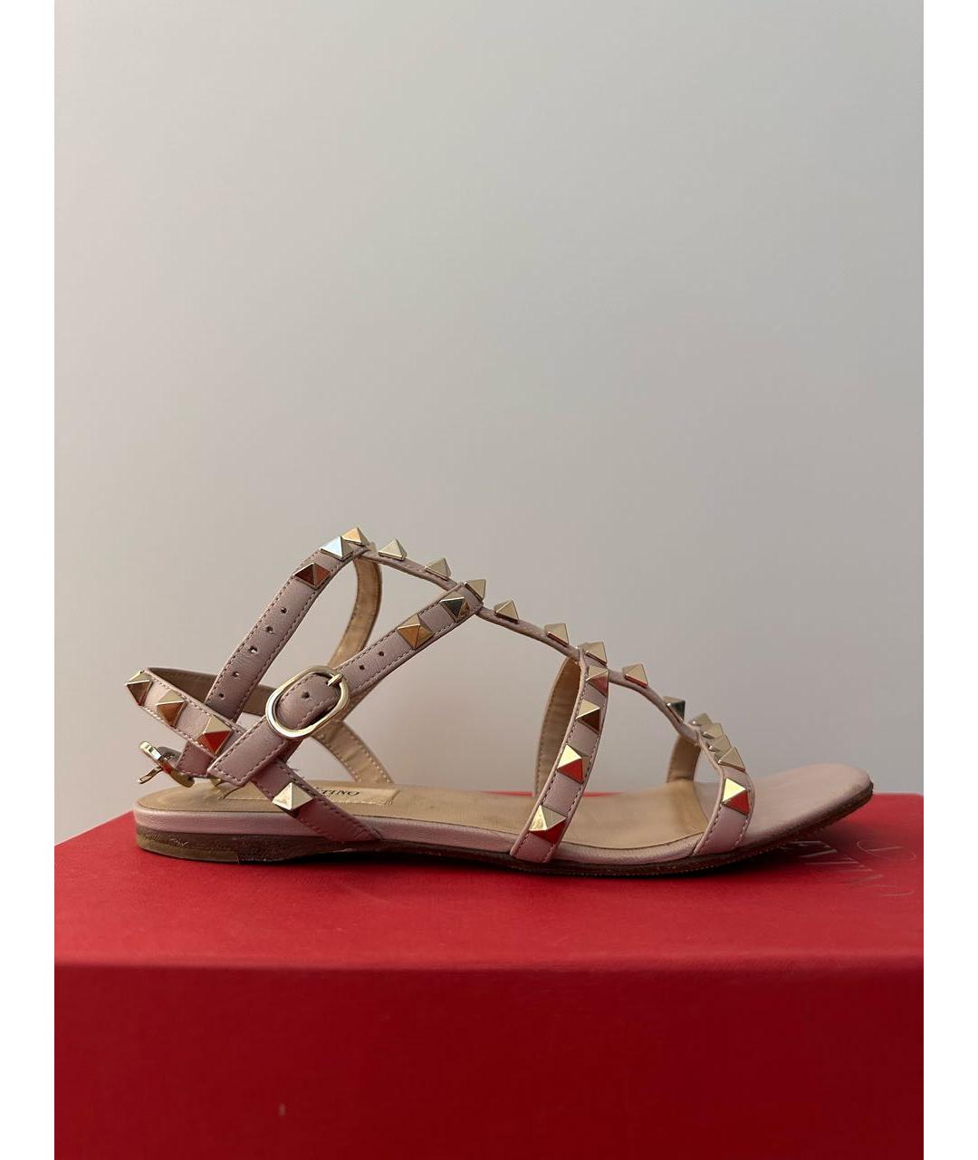 VALENTINO Бежевые кожаные сандалии, фото 8
