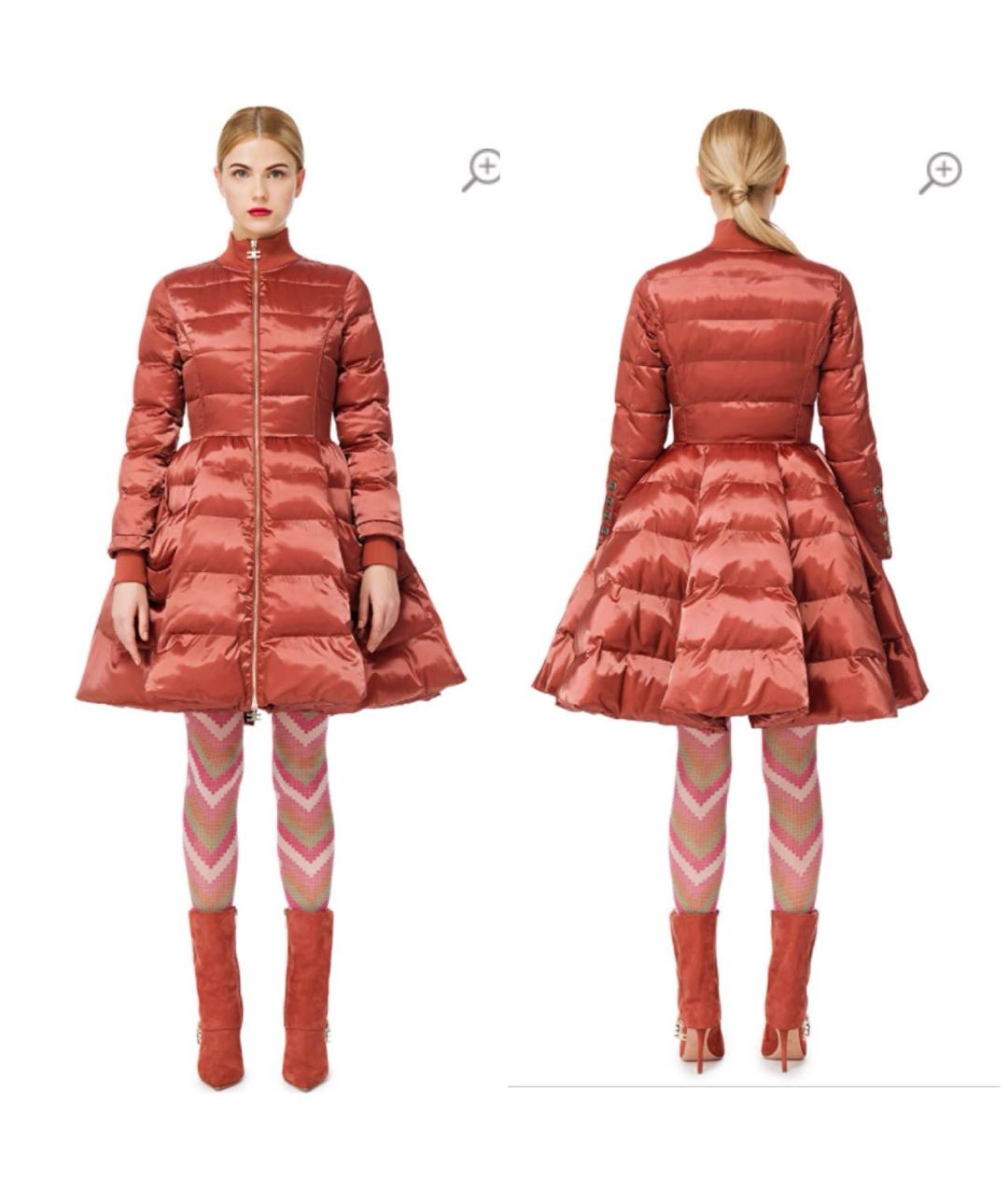 ELISABETTA FRANCHI Коралловый полиамидовый пуховик, фото 2