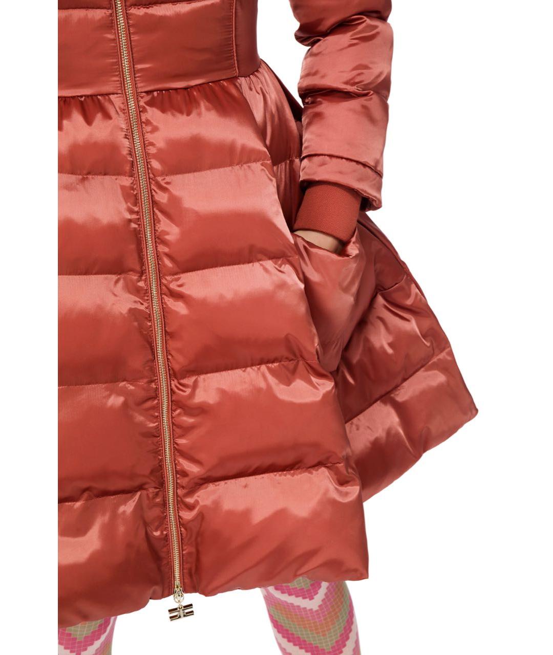 ELISABETTA FRANCHI Коралловый полиамидовый пуховик, фото 8