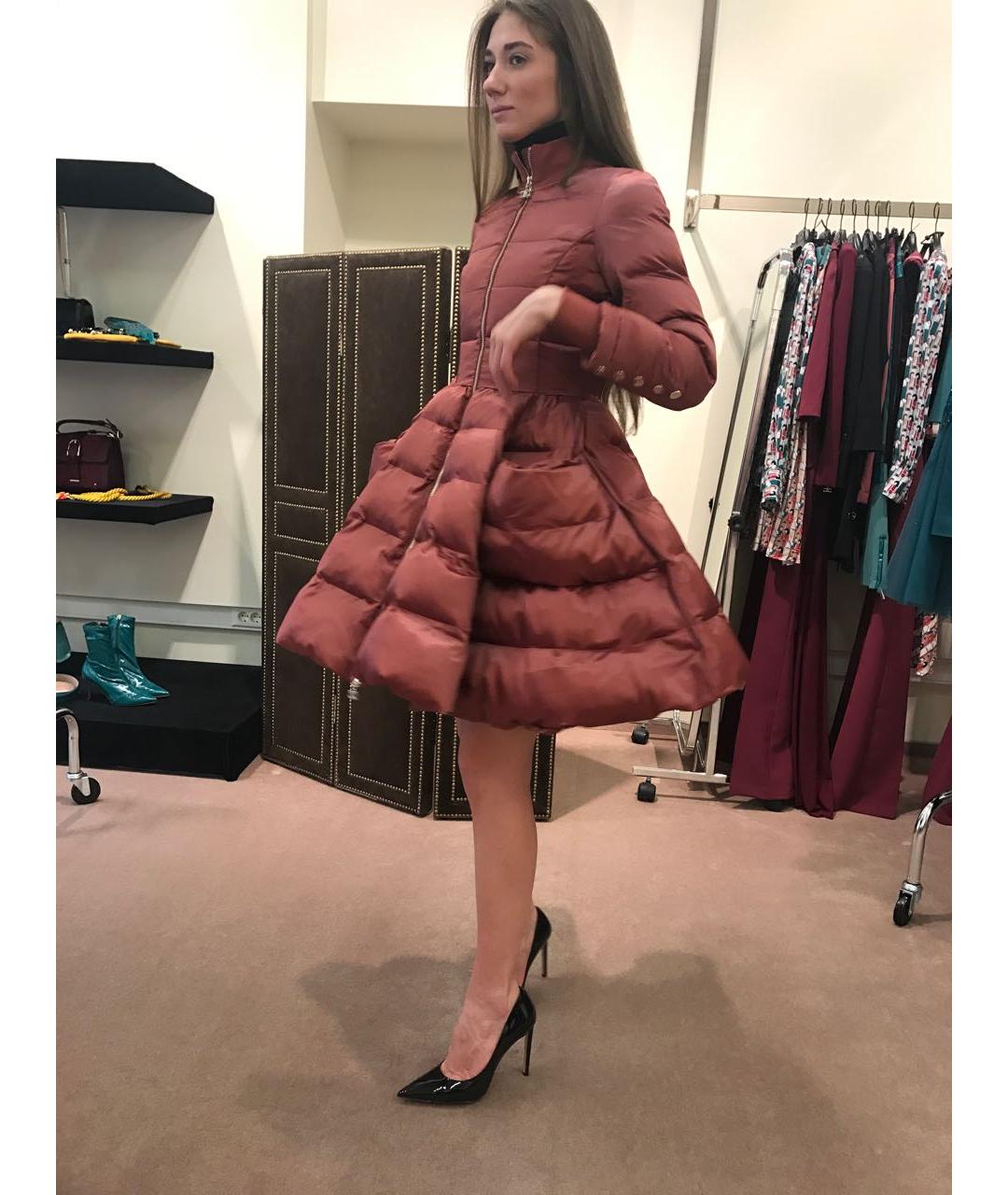 ELISABETTA FRANCHI Коралловый полиамидовый пуховик, фото 7