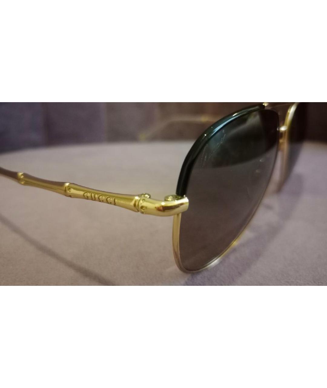 GUCCI BEAUTY Золотые металлические солнцезащитные очки, фото 3