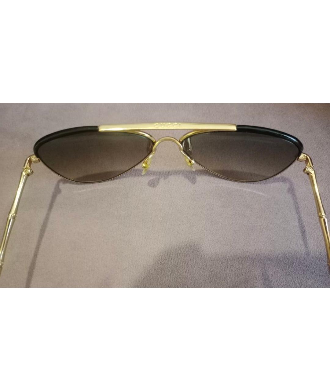GUCCI BEAUTY Золотые металлические солнцезащитные очки, фото 5