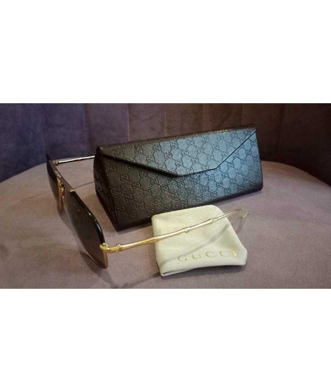 GUCCI BEAUTY Золотые металлические солнцезащитные очки, фото 4