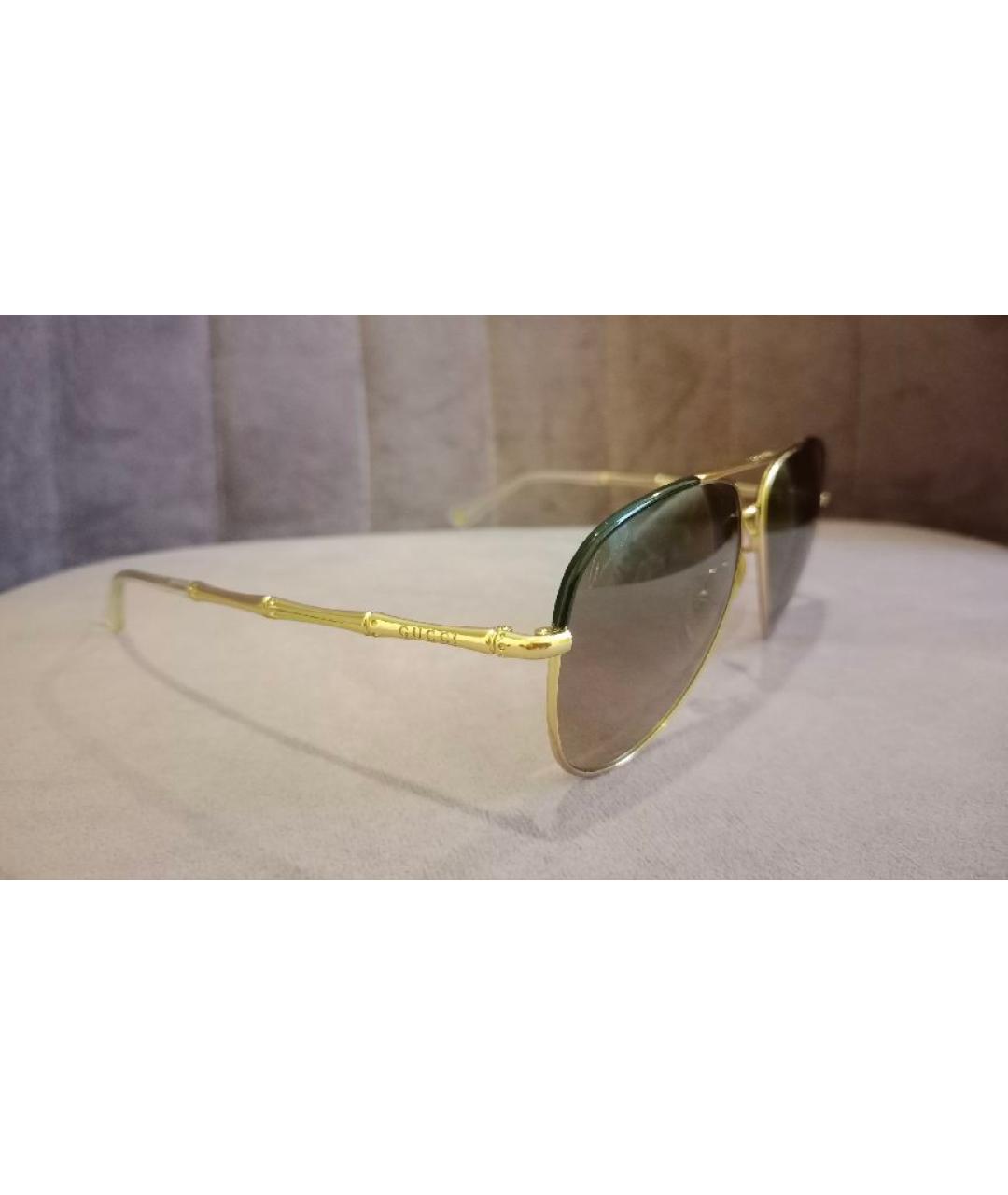 GUCCI BEAUTY Золотые металлические солнцезащитные очки, фото 2