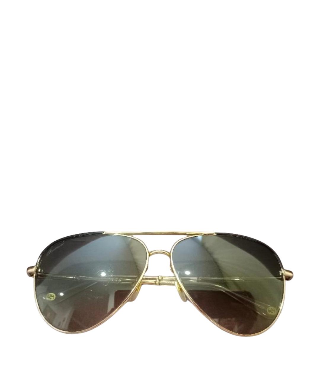 GUCCI BEAUTY Золотые металлические солнцезащитные очки, фото 1