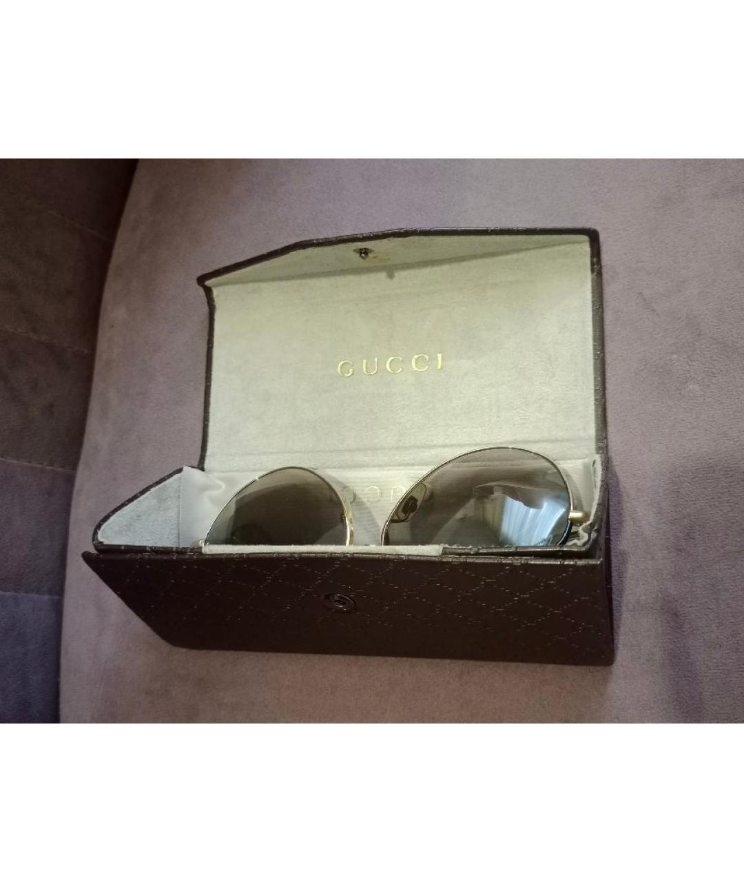 GUCCI BEAUTY Золотые металлические солнцезащитные очки, фото 7