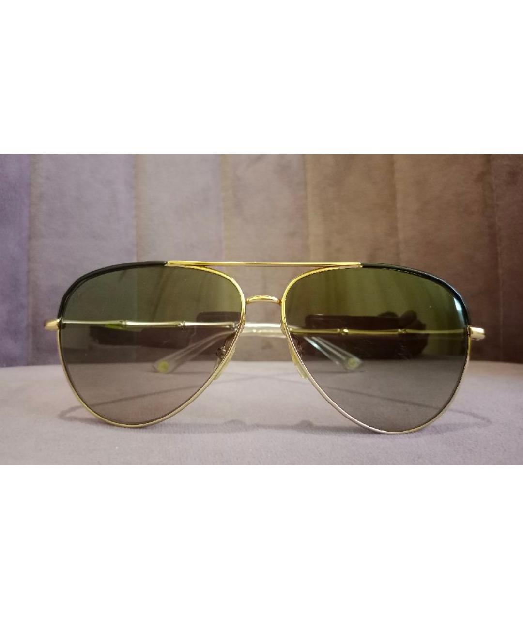 GUCCI BEAUTY Золотые металлические солнцезащитные очки, фото 8