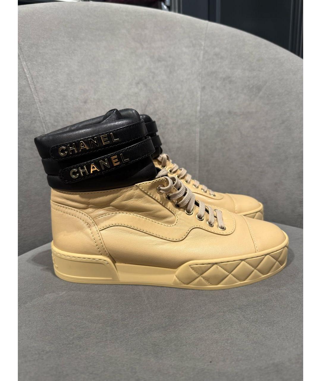 CHANEL Бежевые кожаные ботинки, фото 6