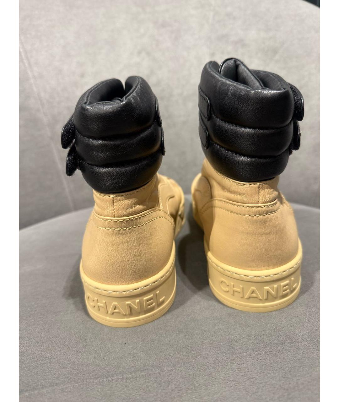 CHANEL Бежевые кожаные ботинки, фото 4