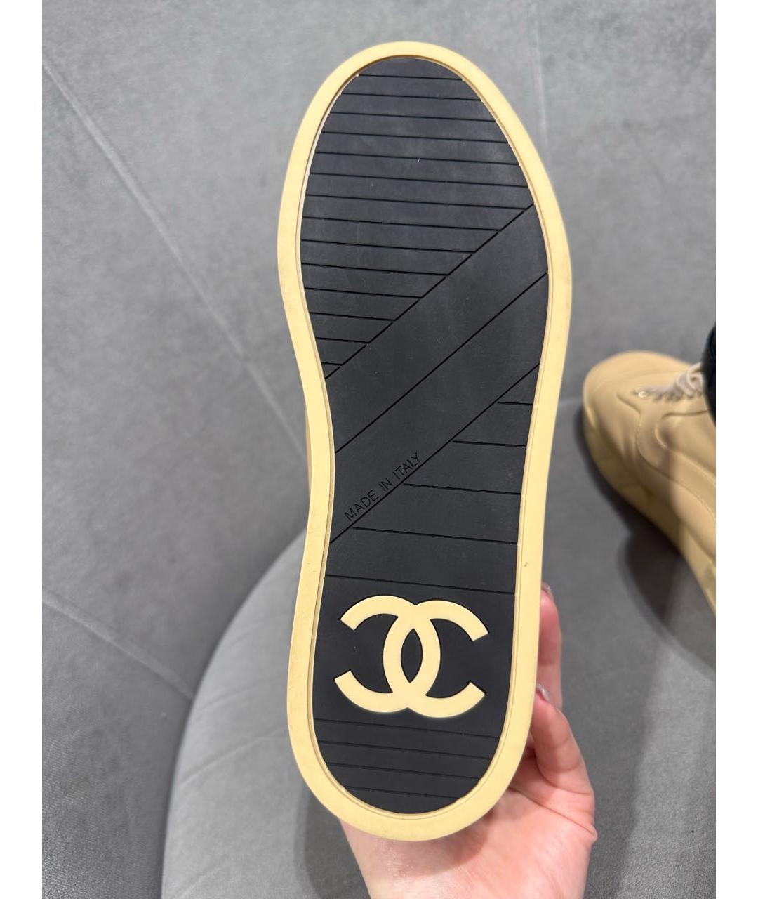 CHANEL Бежевые кожаные ботинки, фото 5