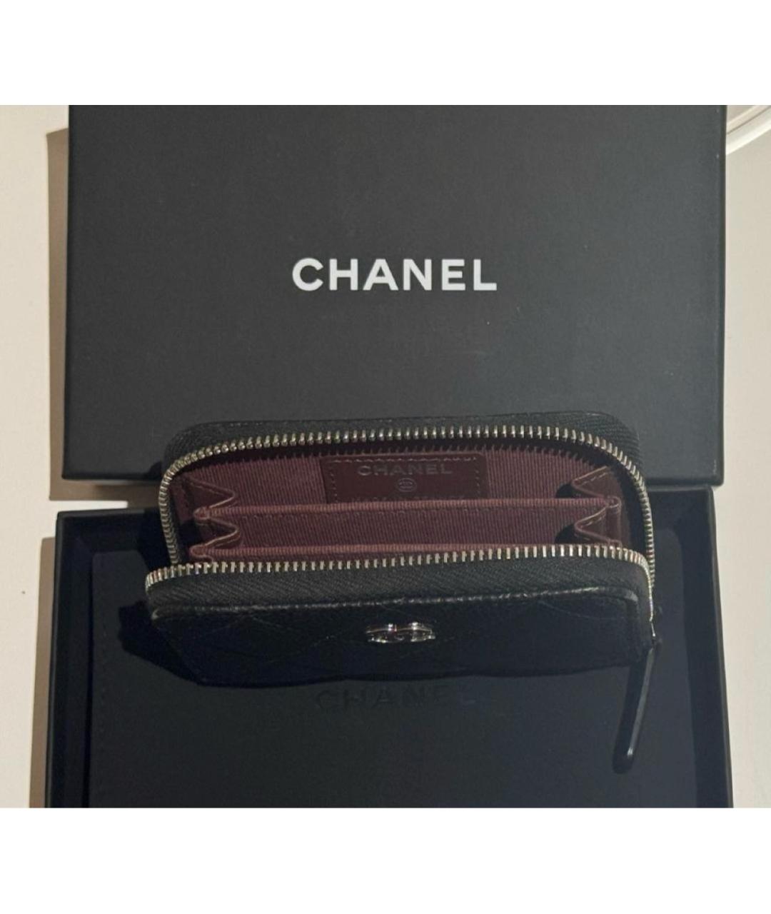 CHANEL Черный кожаный кошелек, фото 3