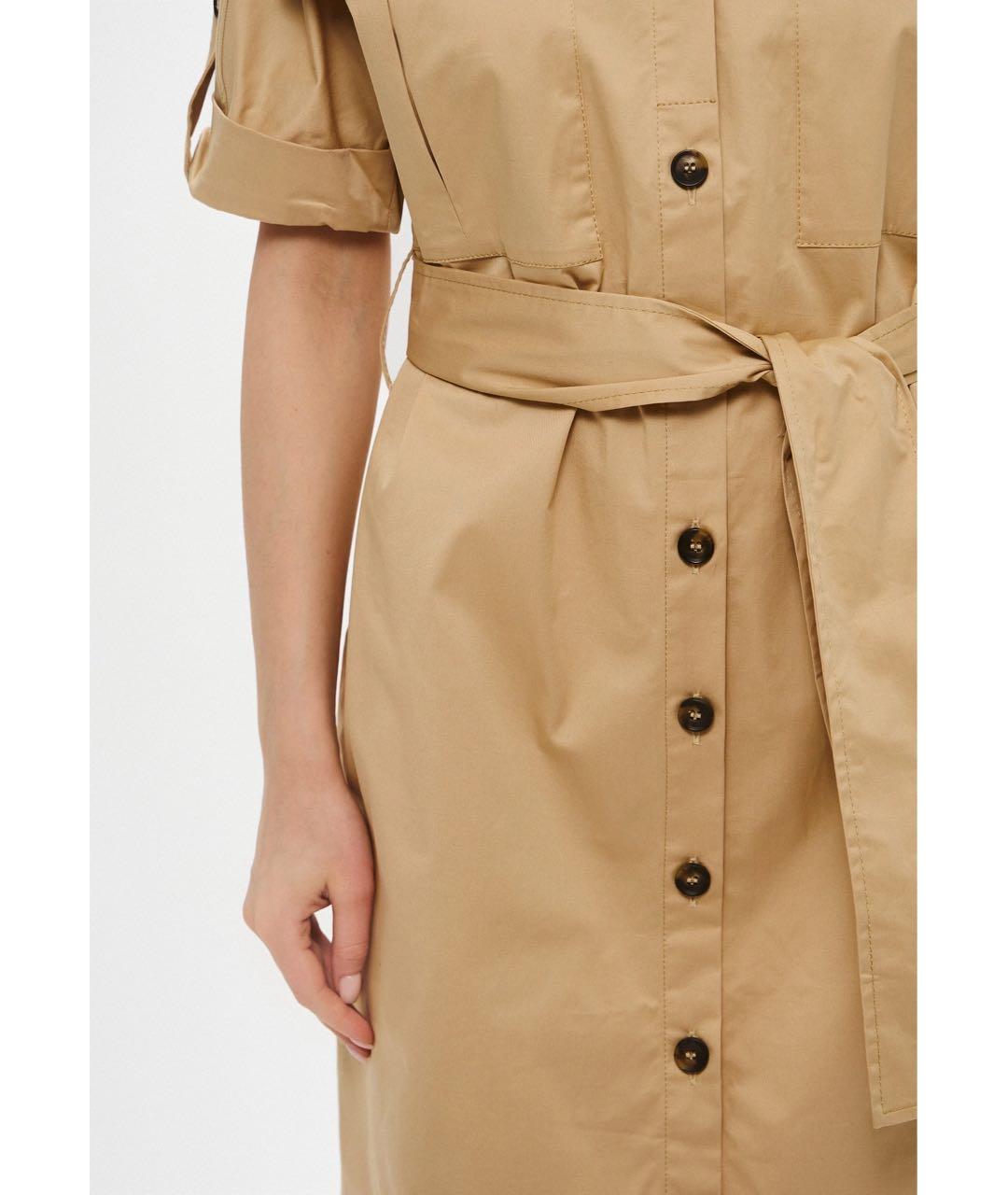 TRUSSARDI Бежевое хлопковое повседневное платье, фото 4