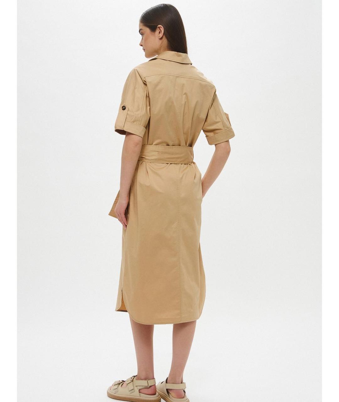 TRUSSARDI Бежевое хлопковое повседневное платье, фото 2