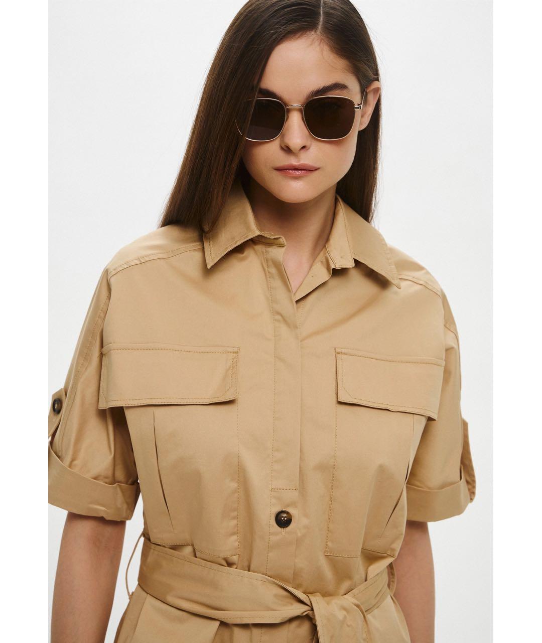 TRUSSARDI Бежевое хлопковое повседневное платье, фото 3