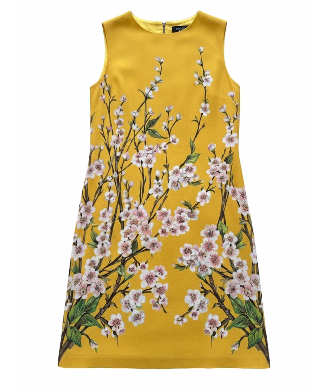 DOLCE&GABBANA Желтое шелковое коктейльное платье, фото 1