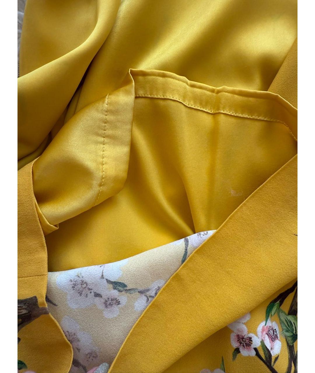 DOLCE&GABBANA Желтое шелковое коктейльное платье, фото 4