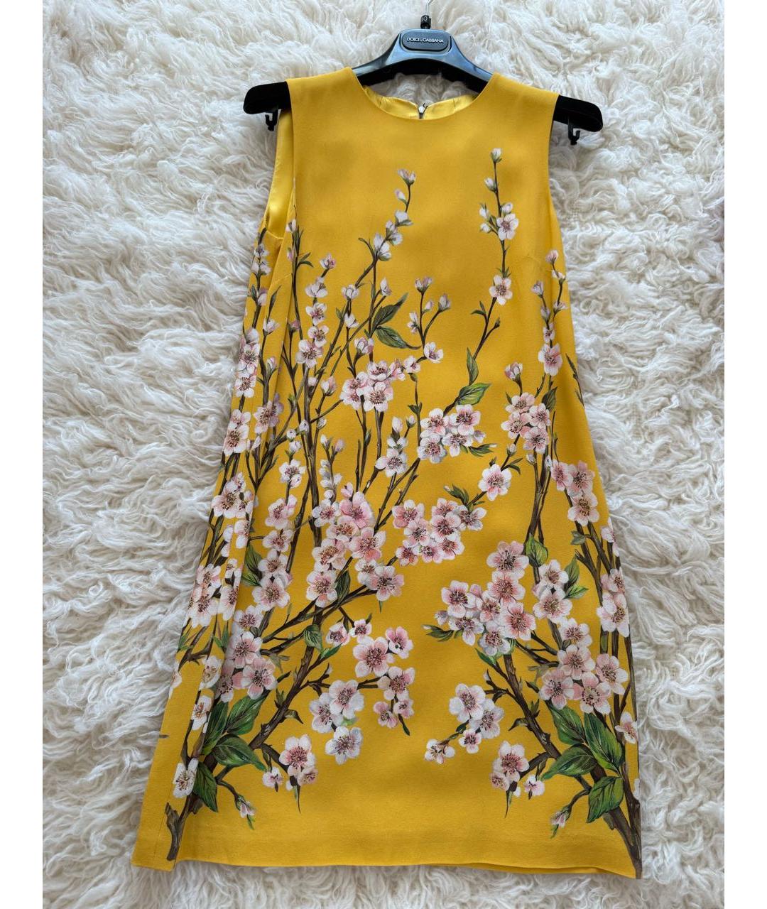 DOLCE&GABBANA Желтое шелковое коктейльное платье, фото 5