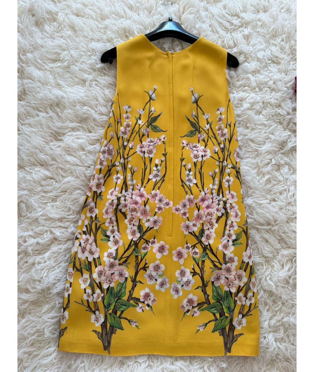 DOLCE&GABBANA Желтое шелковое коктейльное платье, фото 2