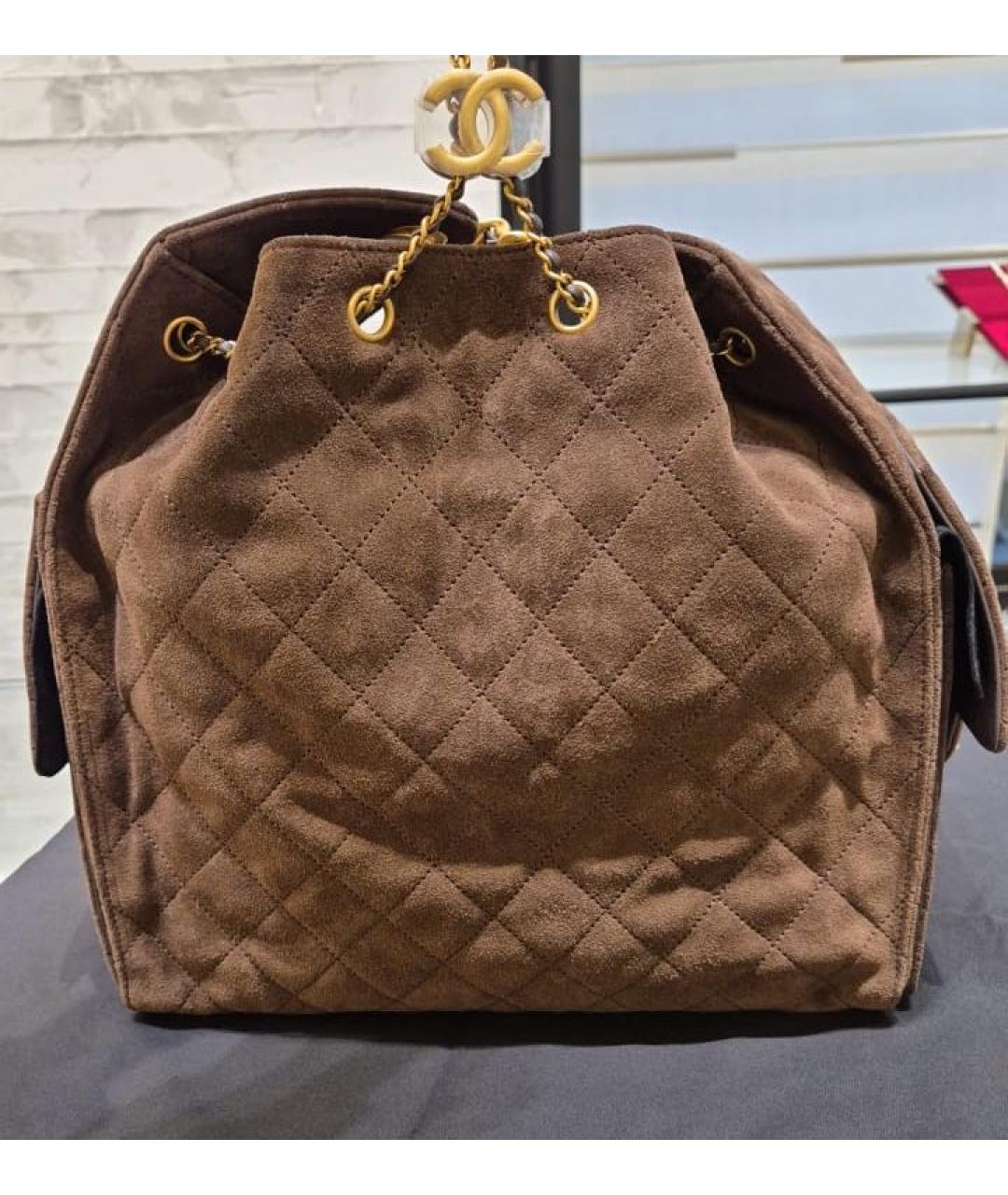 CHANEL Коричневая замшевая сумка через плечо, фото 3