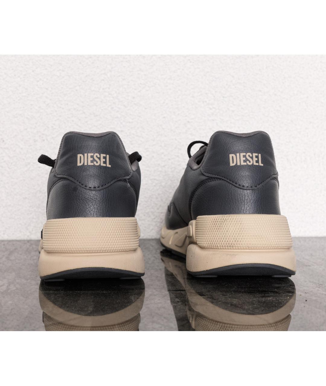 DIESEL Серые кожаные низкие кроссовки / кеды, фото 4