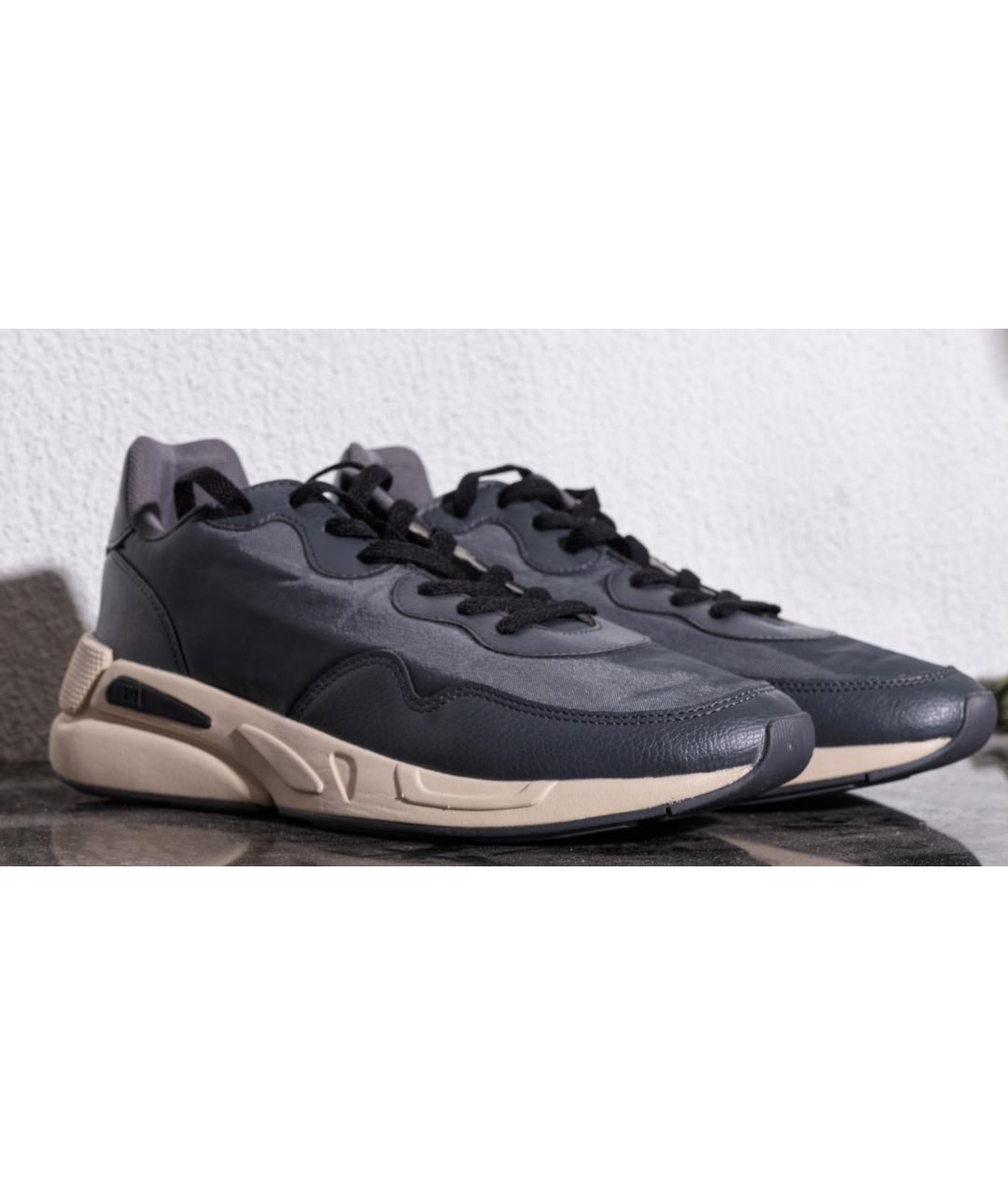 DIESEL Серые кожаные низкие кроссовки / кеды, фото 2