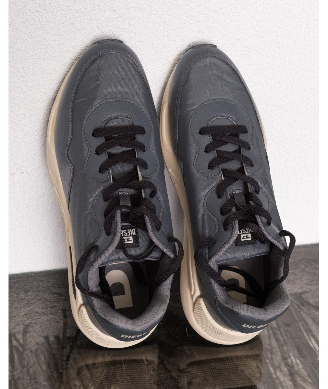DIESEL Серые кожаные низкие кроссовки / кеды, фото 3