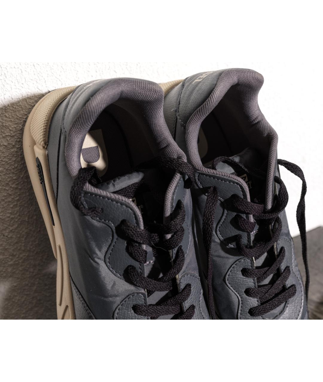 DIESEL Серые кожаные низкие кроссовки / кеды, фото 8