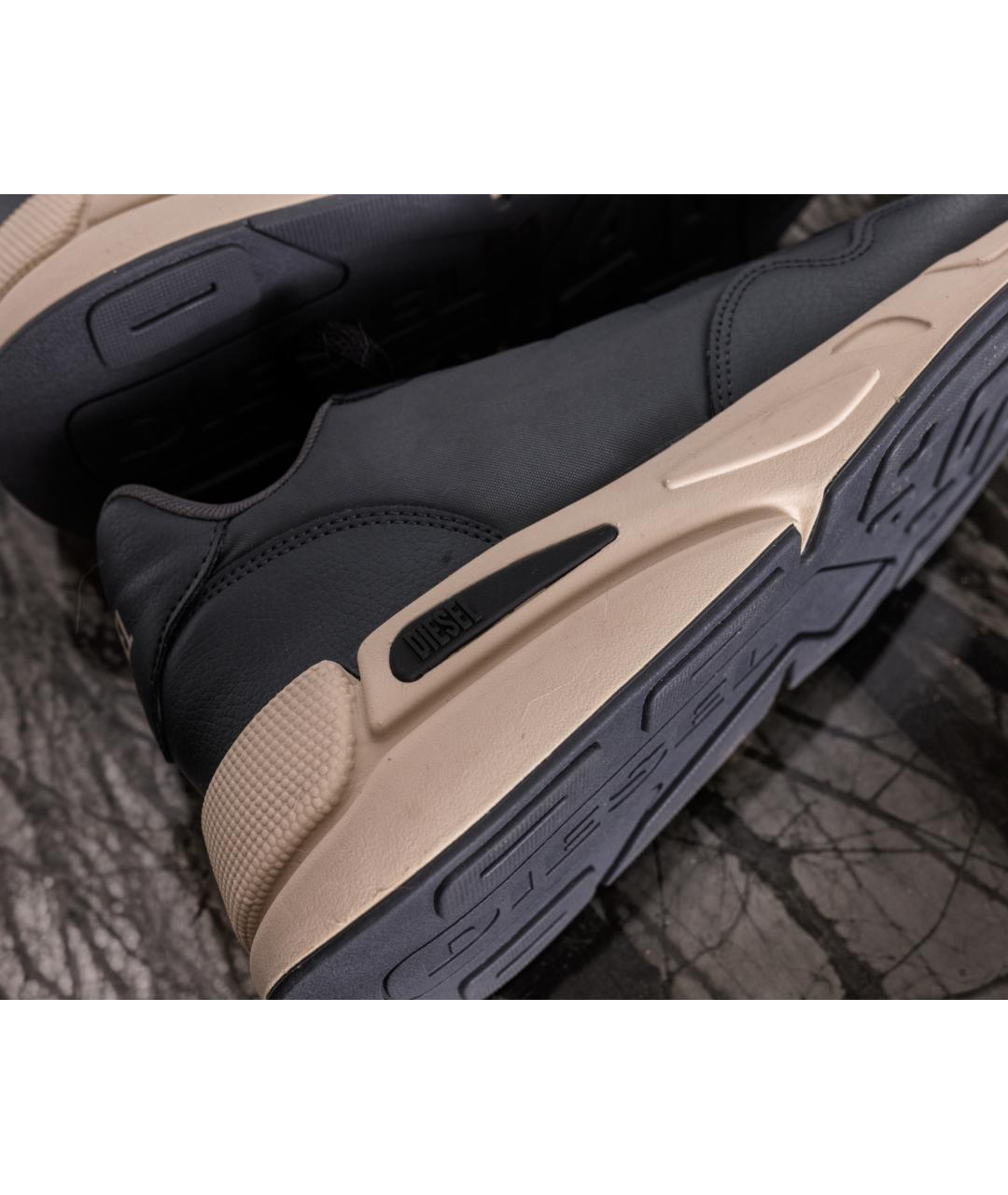 DIESEL Серые кожаные низкие кроссовки / кеды, фото 7