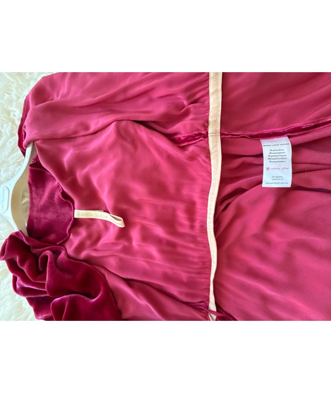 MARIA LUCIA HOHAN Фуксия бархатное коктейльное платье, фото 3