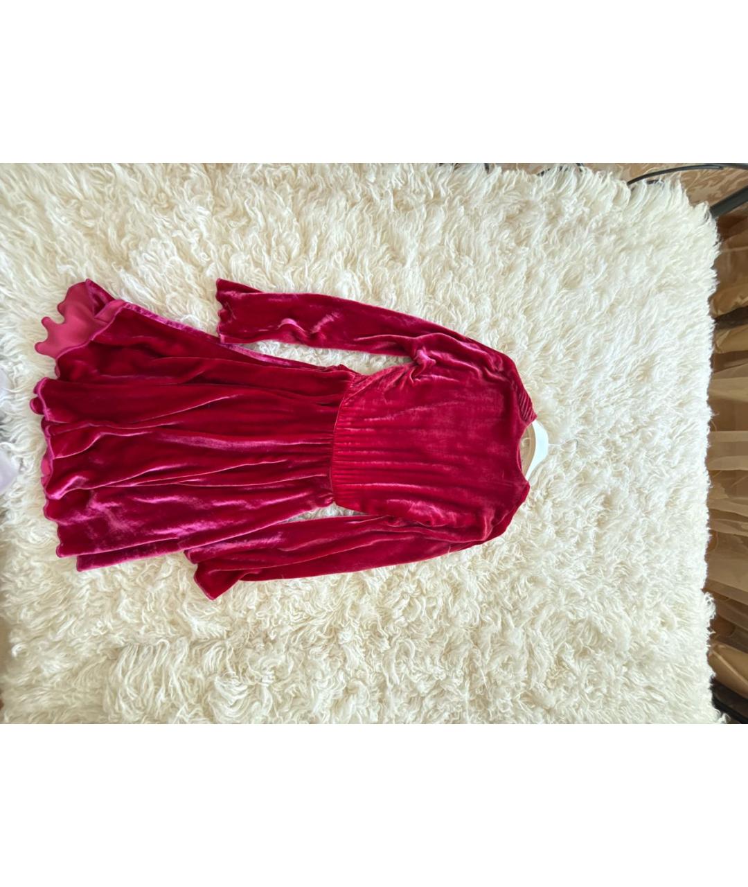 MARIA LUCIA HOHAN Фуксия бархатное коктейльное платье, фото 2