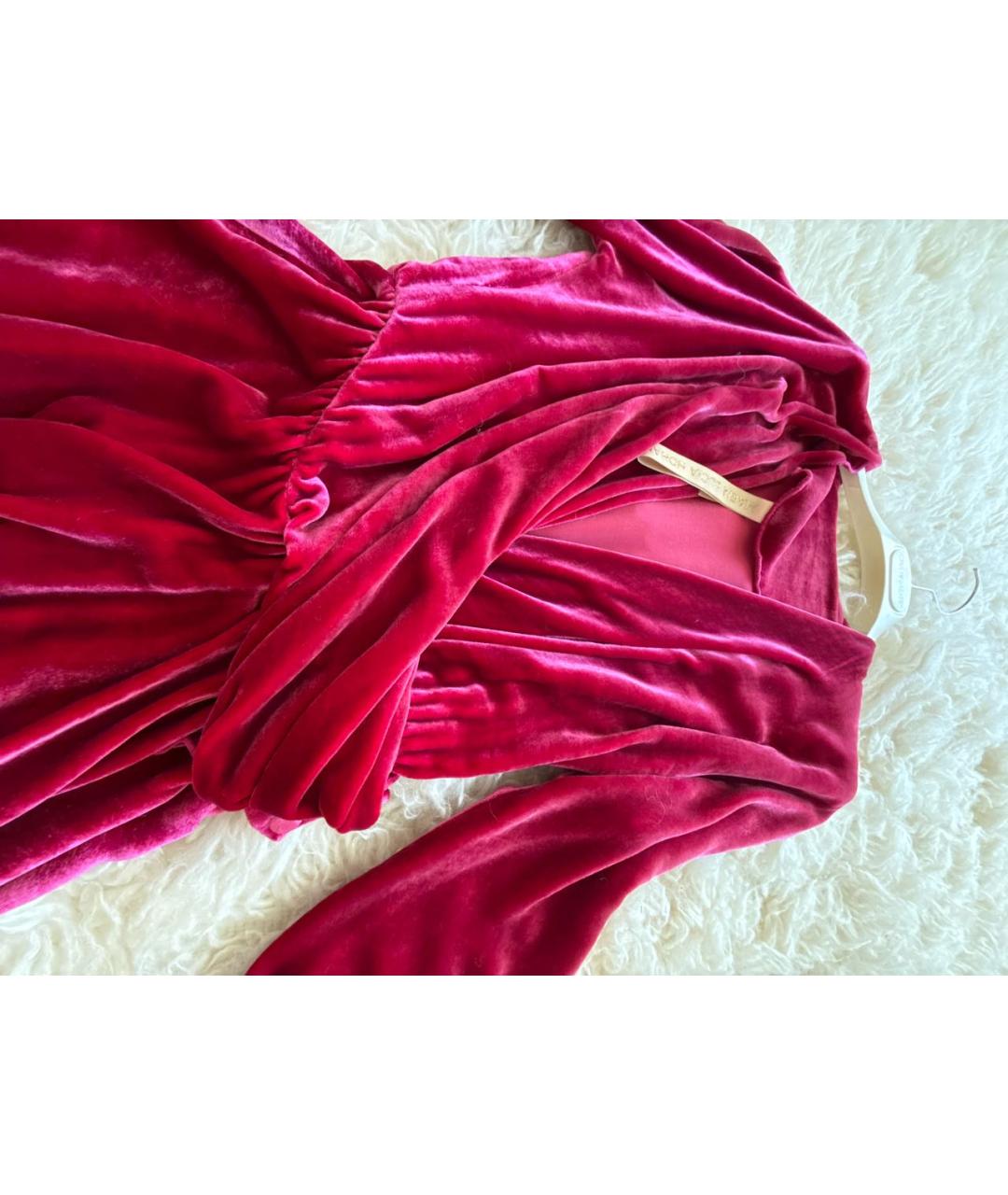MARIA LUCIA HOHAN Фуксия бархатное коктейльное платье, фото 4
