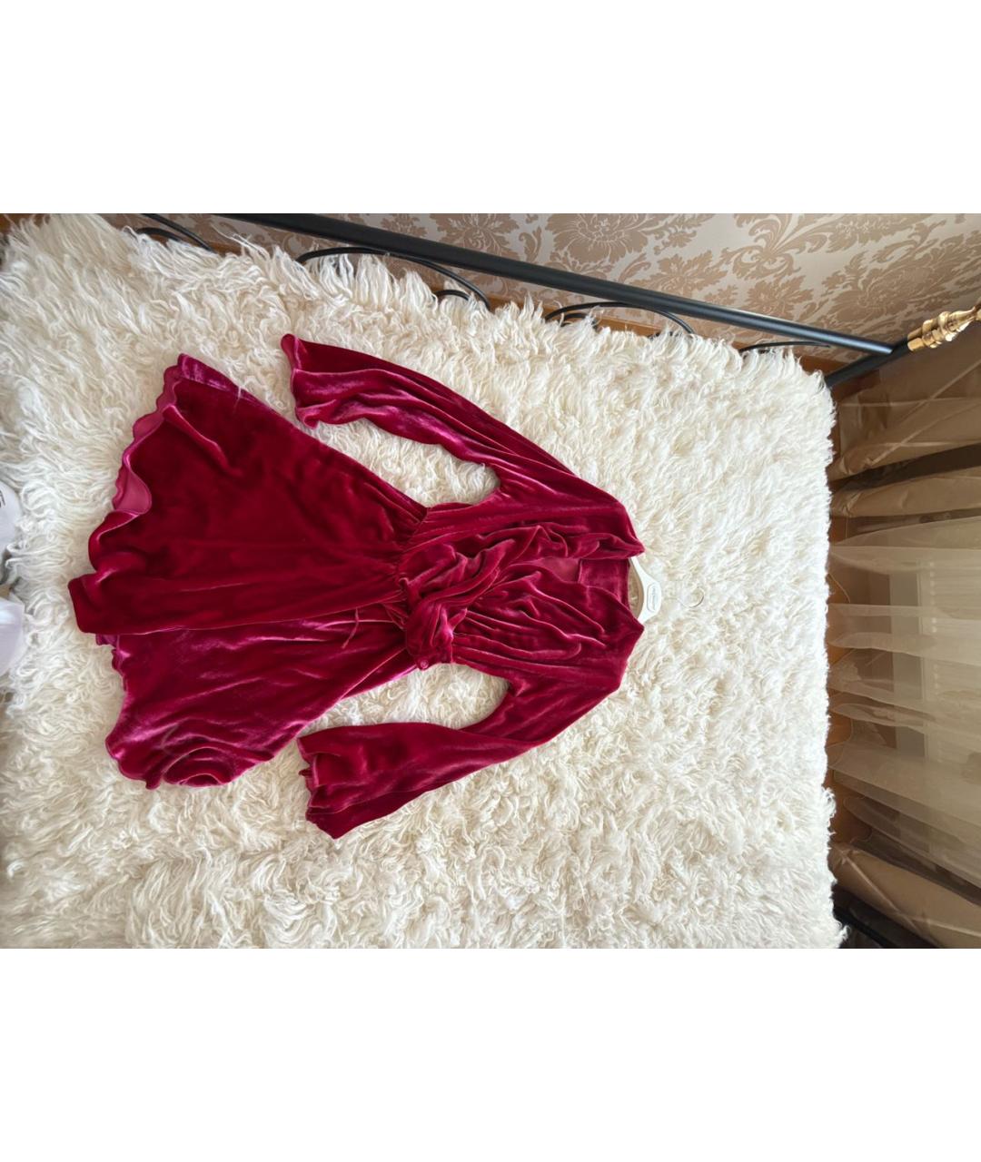 MARIA LUCIA HOHAN Фуксия бархатное коктейльное платье, фото 5